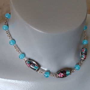 Vintage choker necklace Japanese lampwork glass
